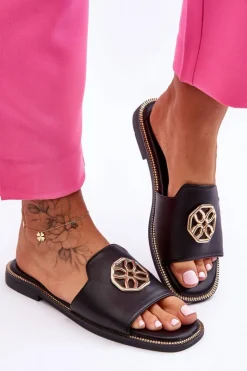 Damskie Boto Damskie Klasyczne Klapki Na Płaskim Obcasie Czarne Larotte