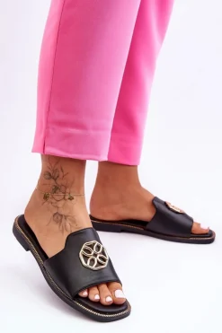 Damskie Boto Damskie Klasyczne Klapki Na Płaskim Obcasie Czarne Larotte