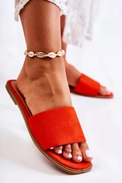 Discount Boto Damskie Klasyczne Klapki Gładkie Ciemnopomarańczowe Narsis