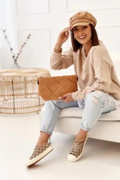 Boto Trampki Damskie Niskie*Damskie Klasyczne Logowane Trampki Khaki Challenge