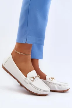 Boto Mokasyny Damskie Skórzane*Damskie Klasyczne Mokasyny Z Ozdobą Białe Ainslee