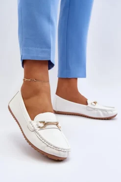 Boto Mokasyny Damskie Skórzane*Damskie Klasyczne Mokasyny Z Ozdobą Białe Ainslee