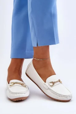 Boto Mokasyny Damskie Skórzane*Damskie Klasyczne Mokasyny Z Ozdobą Białe Ainslee
