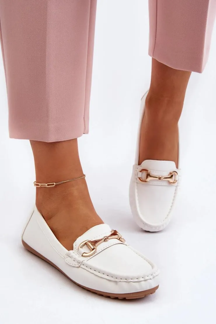 New Boto Damskie Klasyczne Mokasyny Eko Skórzane Białe Demese