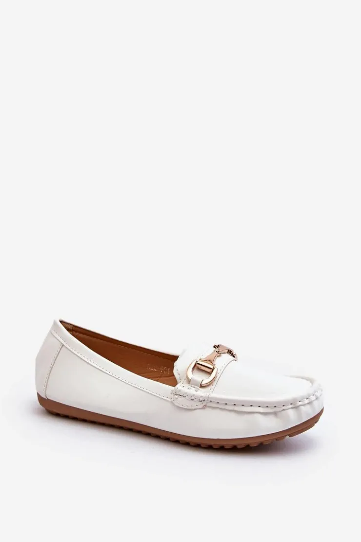 New Boto Damskie Klasyczne Mokasyny Eko Skórzane Białe Demese