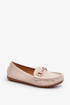 Damskie Boto Damskie Klasyczne Mokasyny Eko Skórzane Beżowe Demese