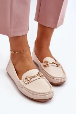 Damskie Boto Damskie Klasyczne Mokasyny Eko Skórzane Beżowe Demese