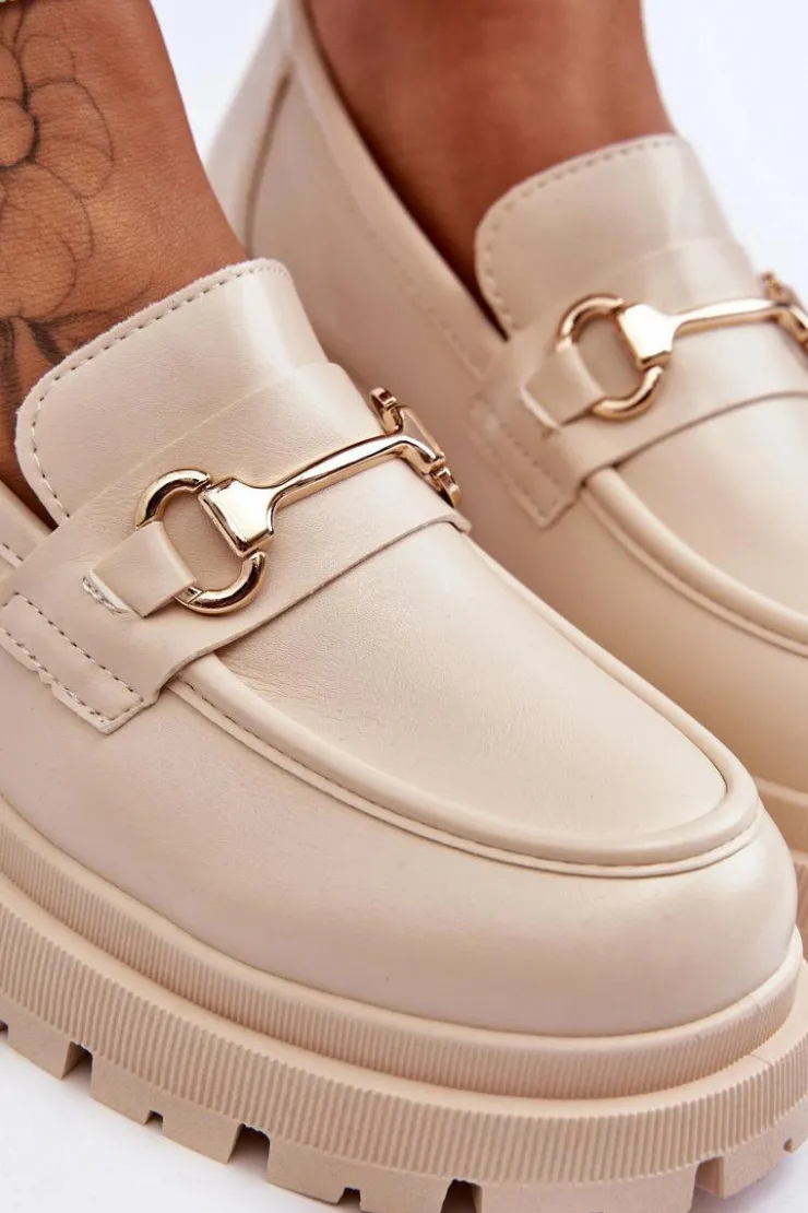 New Boto Damskie Klasyczne Mokasyny Na Platformie Beżowe Miracle
