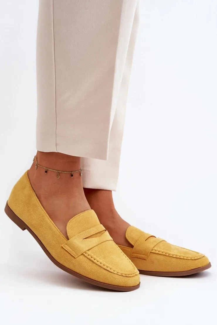 Discount Boto Damskie Klasyczne Mokasyny Żółte Olevin