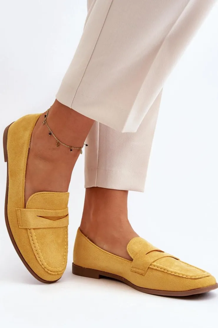 Discount Boto Damskie Klasyczne Mokasyny Żółte Olevin