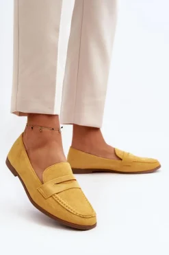 Discount Boto Damskie Klasyczne Mokasyny Żółte Olevin
