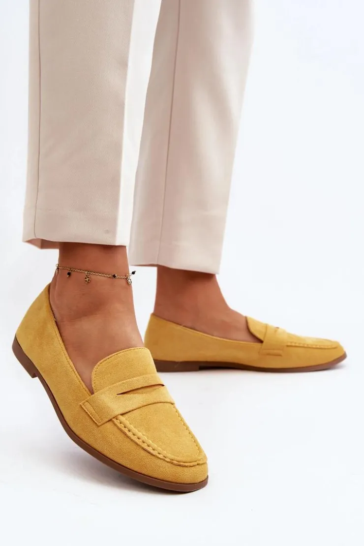 Discount Boto Damskie Klasyczne Mokasyny Żółte Olevin