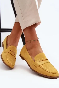 Discount Boto Damskie Klasyczne Mokasyny Żółte Olevin