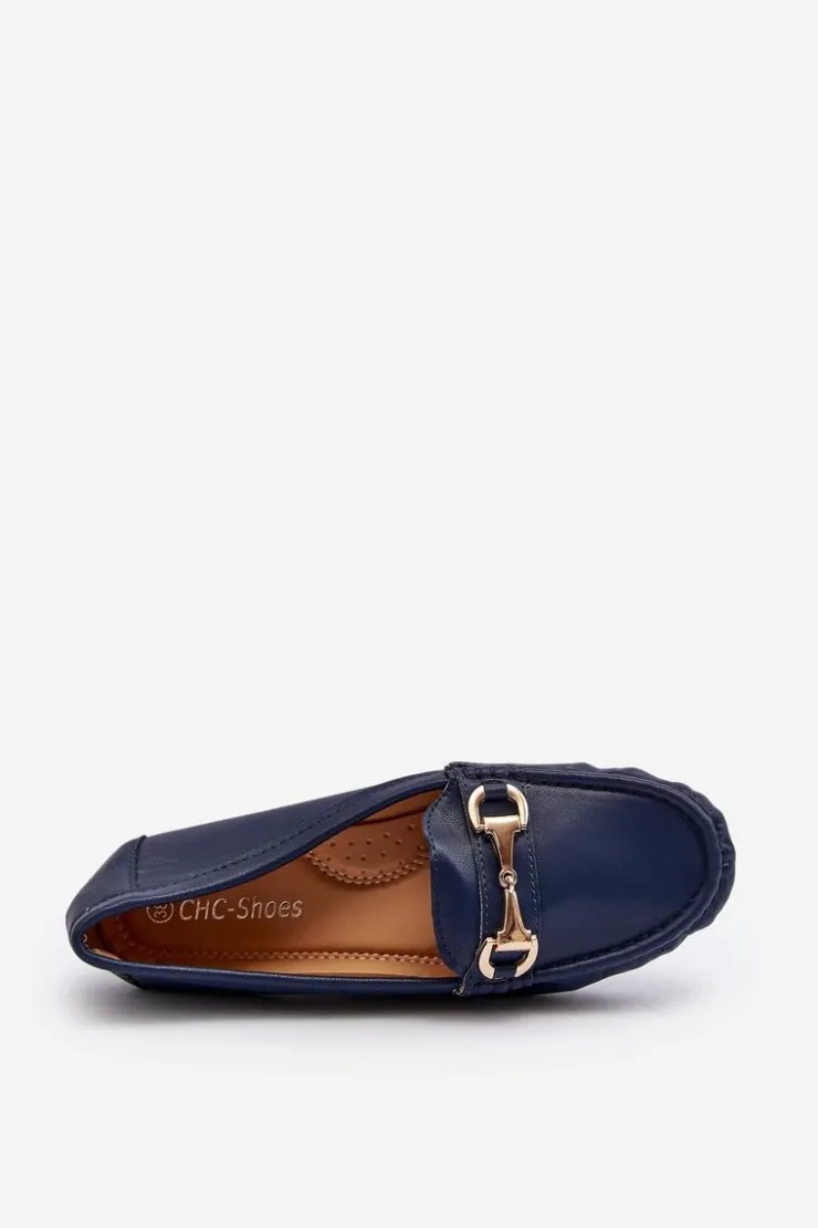 Damskie Boto Damskie Klasyczne Mokasyny Eko Skórzane Granatowe Demese