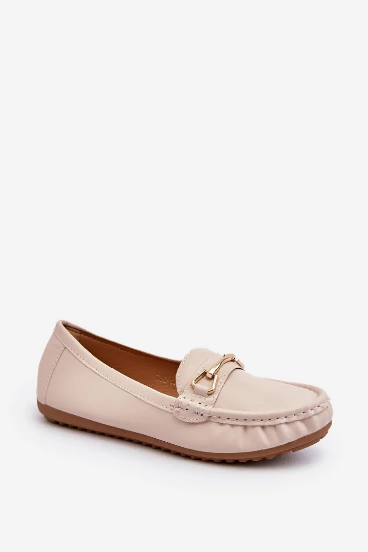 Boto Loafersy Damskie|Mokasyny Damskie Skórzane*Damskie Klasyczne Mokasyny Z Ozdobą Beżowe Ainslee Beżowy