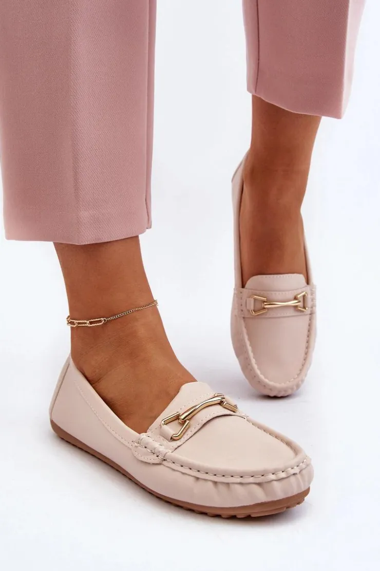 Boto Loafersy Damskie|Mokasyny Damskie Skórzane*Damskie Klasyczne Mokasyny Z Ozdobą Beżowe Ainslee Beżowy