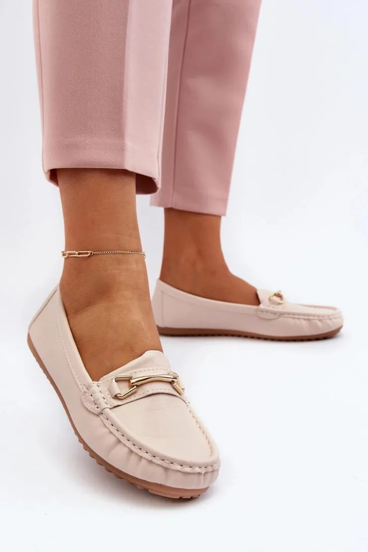 Boto Loafersy Damskie|Mokasyny Damskie Skórzane*Damskie Klasyczne Mokasyny Z Ozdobą Beżowe Ainslee Beżowy