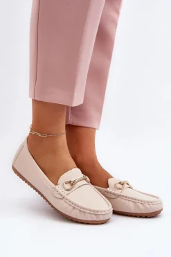 Boto Loafersy Damskie|Mokasyny Damskie Skórzane*Damskie Klasyczne Mokasyny Z Ozdobą Beżowe Ainslee Beżowy