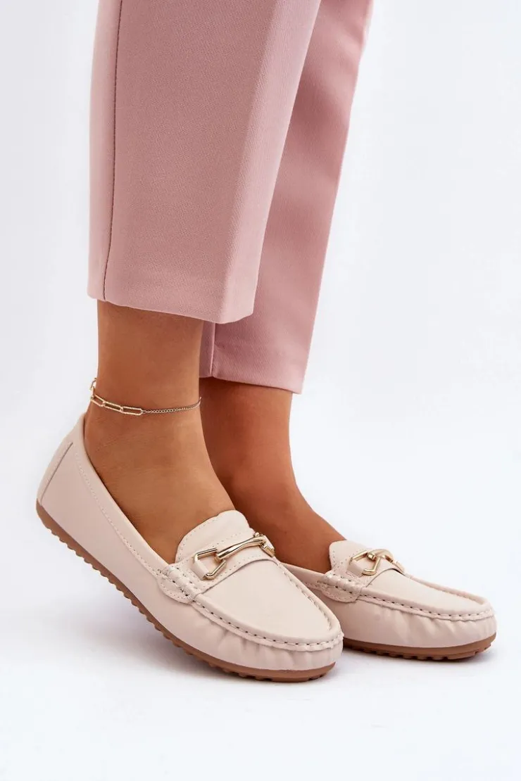 Boto Loafersy Damskie|Mokasyny Damskie Skórzane*Damskie Klasyczne Mokasyny Z Ozdobą Beżowe Ainslee Beżowy
