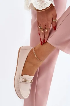 Boto Loafersy Damskie|Mokasyny Damskie Skórzane*Damskie Klasyczne Mokasyny Z Ozdobą Beżowe Ainslee Beżowy