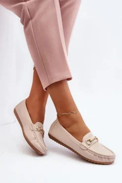 Boto Loafersy Damskie|Mokasyny Damskie Skórzane*Damskie Klasyczne Mokasyny Z Ozdobą Beżowe Ainslee Beżowy