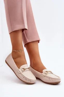 Boto Loafersy Damskie|Mokasyny Damskie Skórzane*Damskie Klasyczne Mokasyny Z Ozdobą Beżowe Ainslee Beżowy