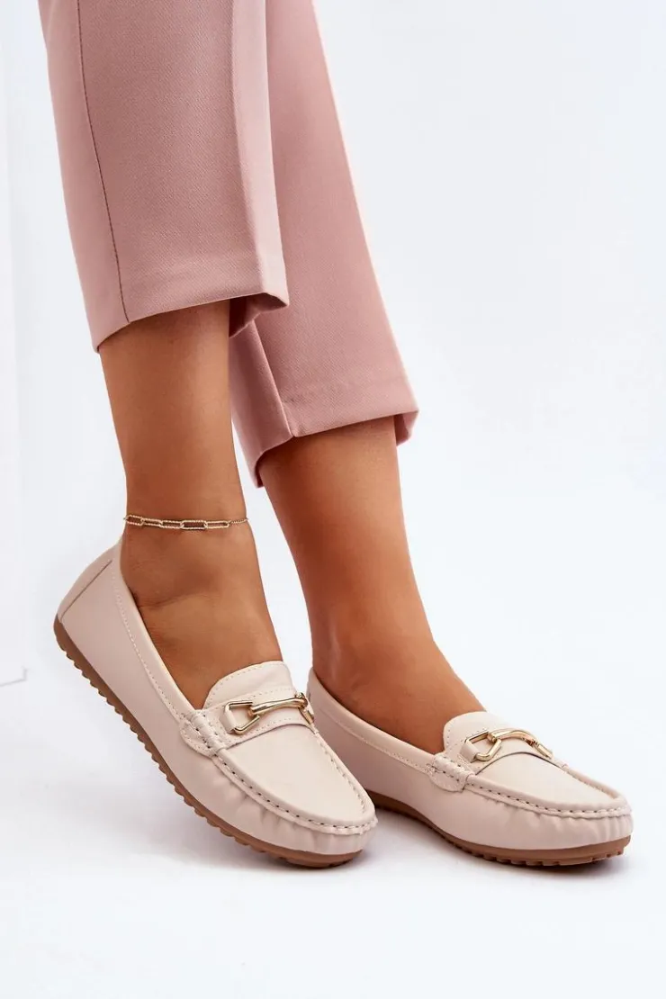 Boto Loafersy Damskie|Mokasyny Damskie Skórzane*Damskie Klasyczne Mokasyny Z Ozdobą Beżowe Ainslee Beżowy