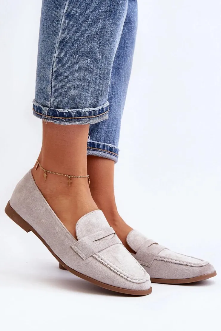 Clearance Boto Damskie Klasyczne Mokasyny Szare Olevin