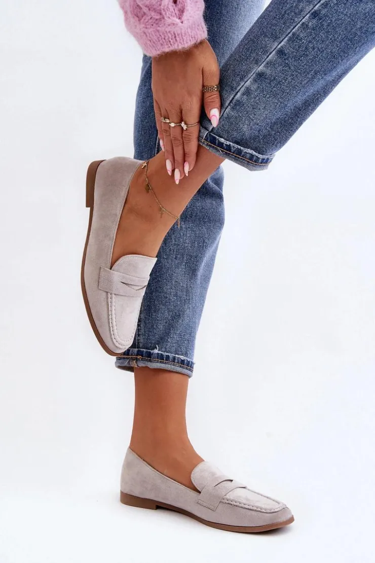 Clearance Boto Damskie Klasyczne Mokasyny Szare Olevin