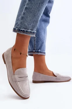 Clearance Boto Damskie Klasyczne Mokasyny Szare Olevin