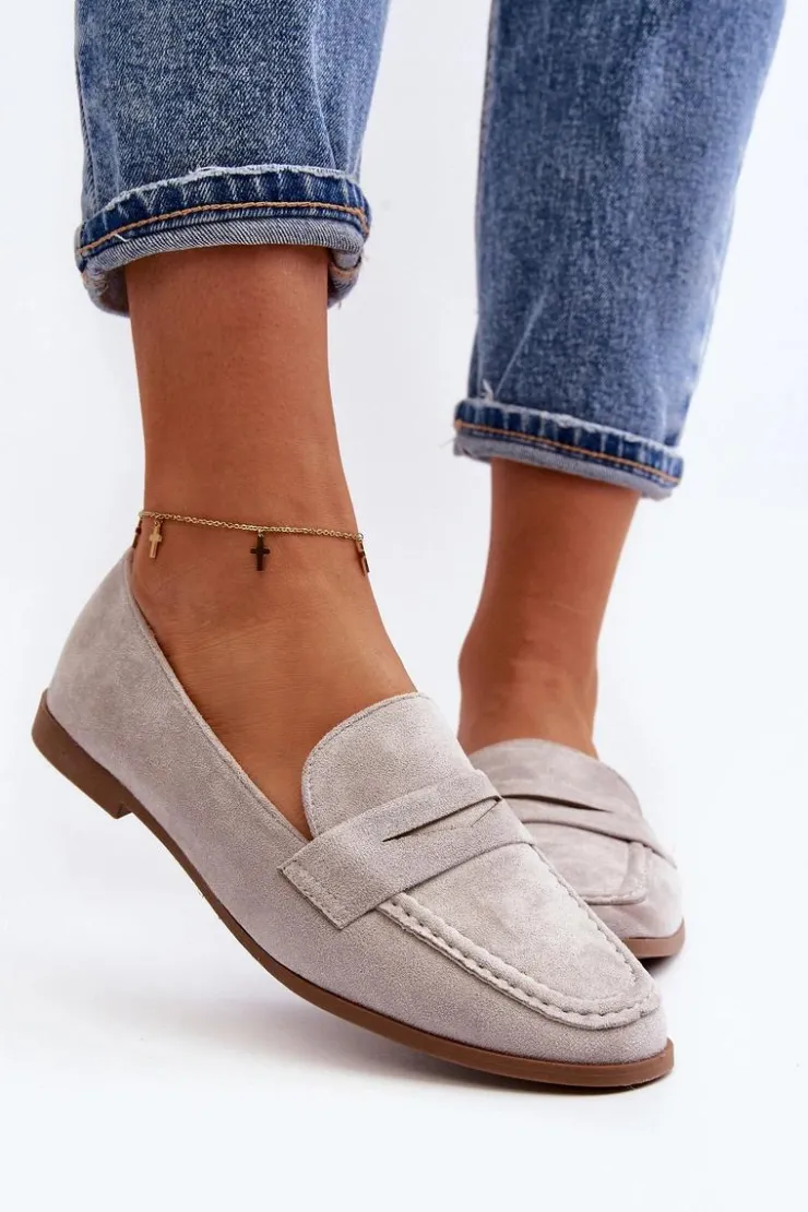 Clearance Boto Damskie Klasyczne Mokasyny Szare Olevin