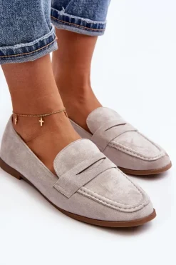 Clearance Boto Damskie Klasyczne Mokasyny Szare Olevin