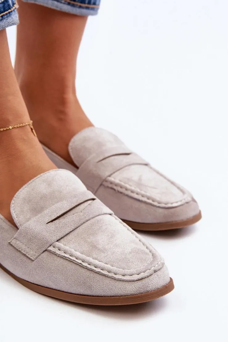 Clearance Boto Damskie Klasyczne Mokasyny Szare Olevin