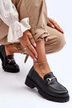 Damskie Boto Damskie Klasyczne Mokasyny Na Platformie Czarne Miracle