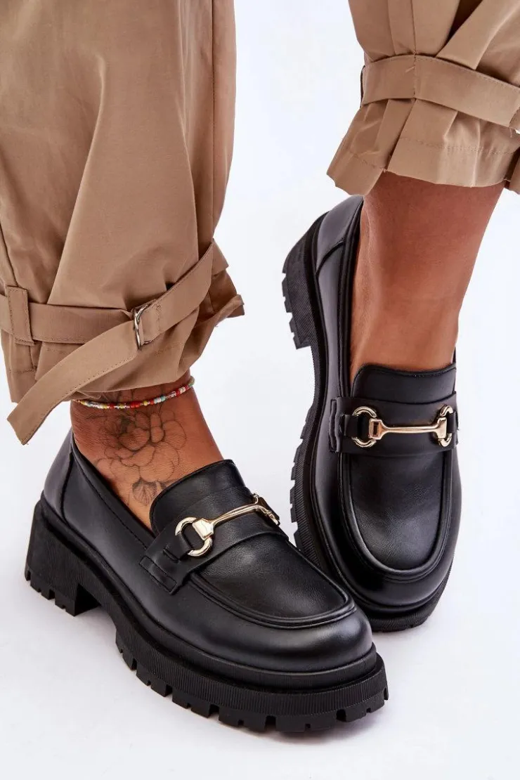 Damskie Boto Damskie Klasyczne Mokasyny Na Platformie Czarne Miracle