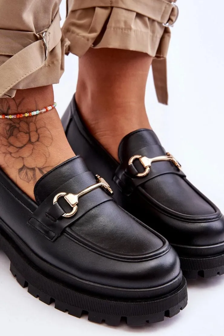 Damskie Boto Damskie Klasyczne Mokasyny Na Platformie Czarne Miracle
