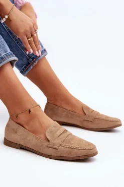 Boto Loafersy Damskie|Mokasyny Damskie Zamszowe*Damskie Klasyczne Mokasyny Ciemnobeżowe Olevin