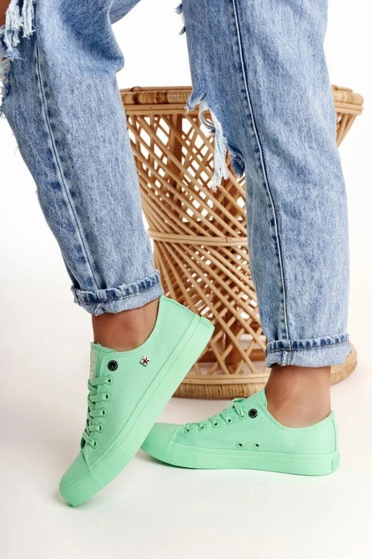 Big Star Shoes Trampki Damskie Big Star|Trampki Damskie Niskie*Damskie Klasyczne Niskie Trampki BIG STAR AA274030 Zielone