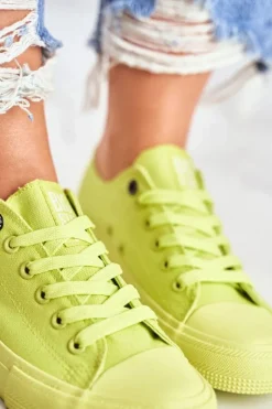 Big Star Shoes Trampki Damskie Big Star|Trampki Damskie Niskie*Damskie Klasyczne Niskie Trampki BIG STAR AA274012 Limonkowe