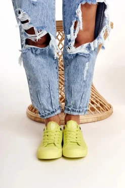 Big Star Shoes Trampki Damskie Big Star|Trampki Damskie Niskie*Damskie Klasyczne Niskie Trampki BIG STAR AA274012 Limonkowe