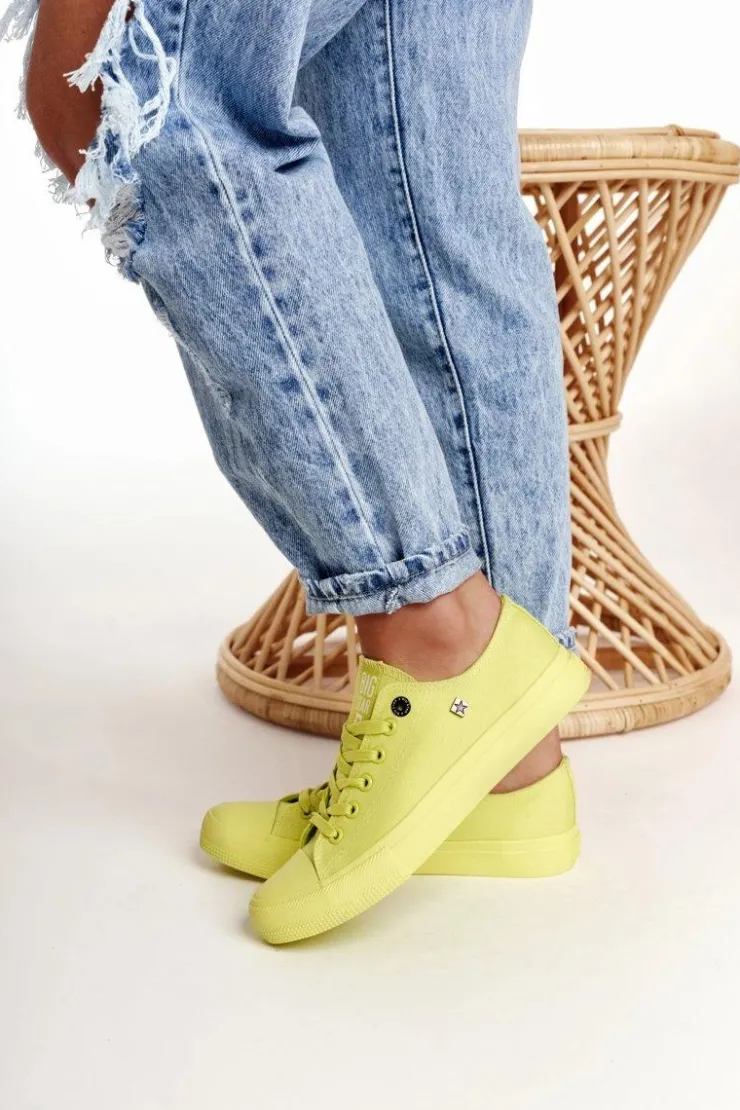 Big Star Shoes Trampki Damskie Big Star|Trampki Damskie Niskie*Damskie Klasyczne Niskie Trampki BIG STAR AA274012 Limonkowe