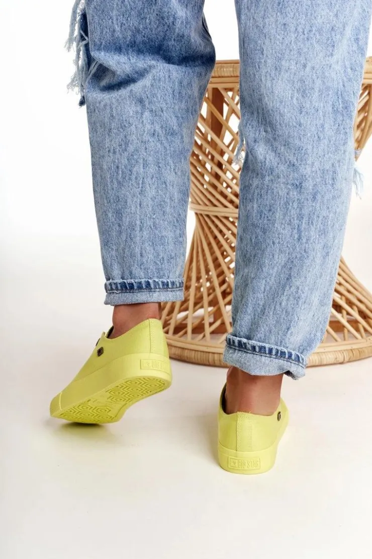 Big Star Shoes Trampki Damskie Big Star|Trampki Damskie Niskie*Damskie Klasyczne Niskie Trampki BIG STAR AA274012 Limonkowe