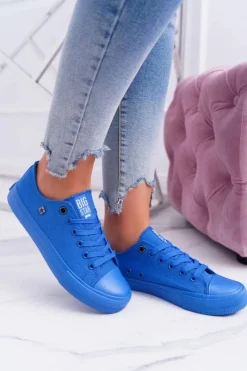 Damskie Big Star Shoes Damskie Klasyczne Niskie Trampki BIG STAR AA274011 Ciemno Niebieskie