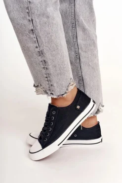 Damskie Big Star Shoes Damskie Klasyczne Niskie Trampki Big Star DD274338 Czarne