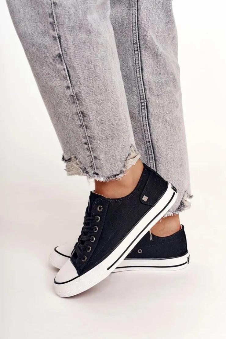 Damskie Big Star Shoes Damskie Klasyczne Niskie Trampki Big Star DD274338 Czarne