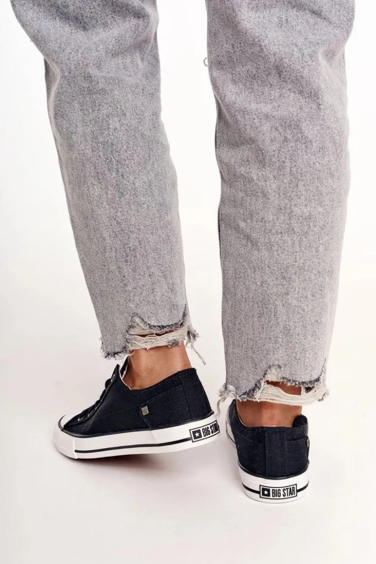 Damskie Big Star Shoes Damskie Klasyczne Niskie Trampki Big Star DD274338 Czarne