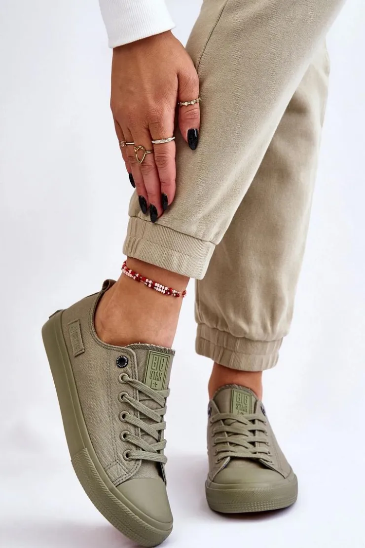 New Big Star Shoes Damskie Klasyczne Niskie Trampki Big Star LL274028 Zielone