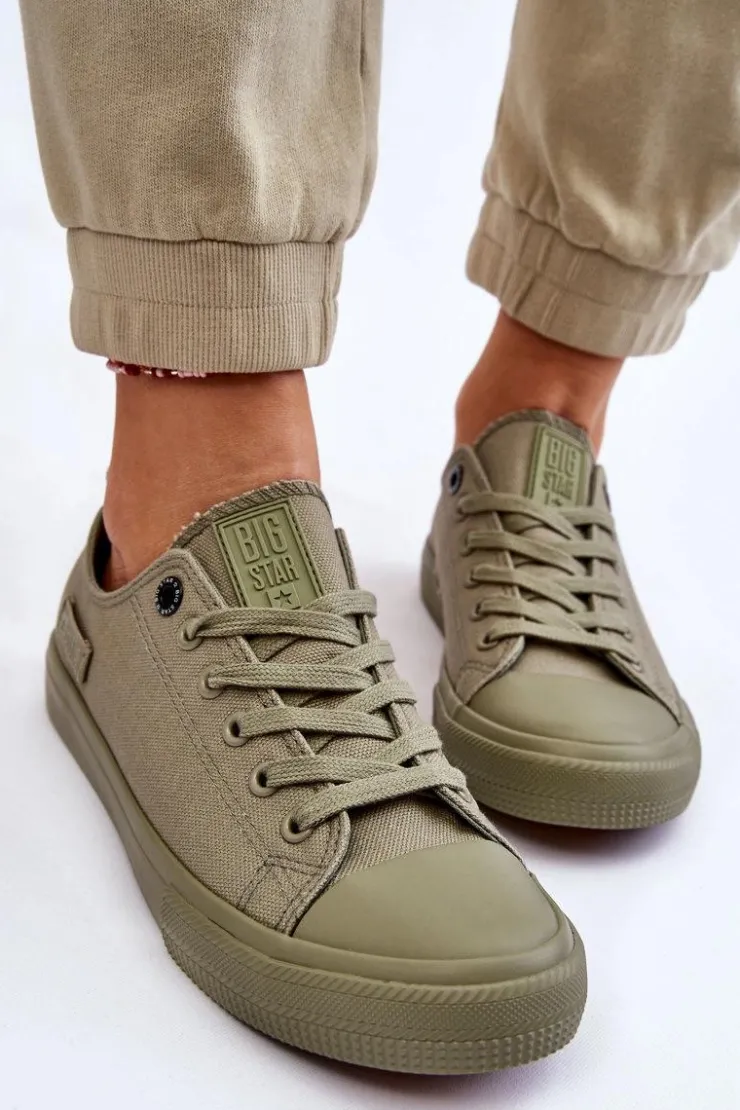 New Big Star Shoes Damskie Klasyczne Niskie Trampki Big Star LL274028 Zielone