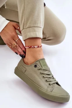 New Big Star Shoes Damskie Klasyczne Niskie Trampki Big Star LL274028 Zielone