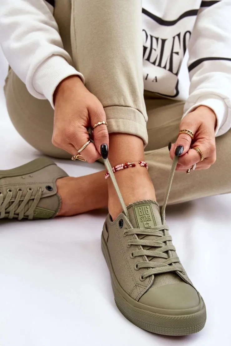 New Big Star Shoes Damskie Klasyczne Niskie Trampki Big Star LL274028 Zielone